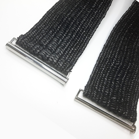 90's-Y2K🖤Boho High Waist Black Stretchy Woven Belt - Picture 5 of 6